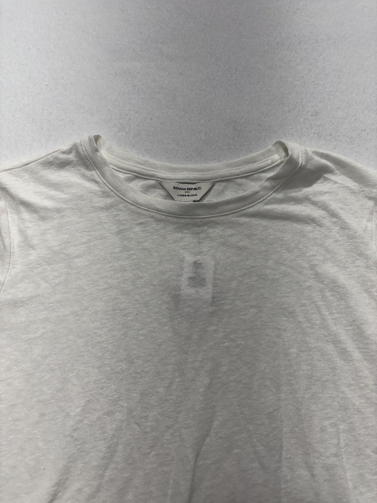 Banana Republic Shirt Womens Small White Linen Blend Crew Neck Short Sleeve Tee