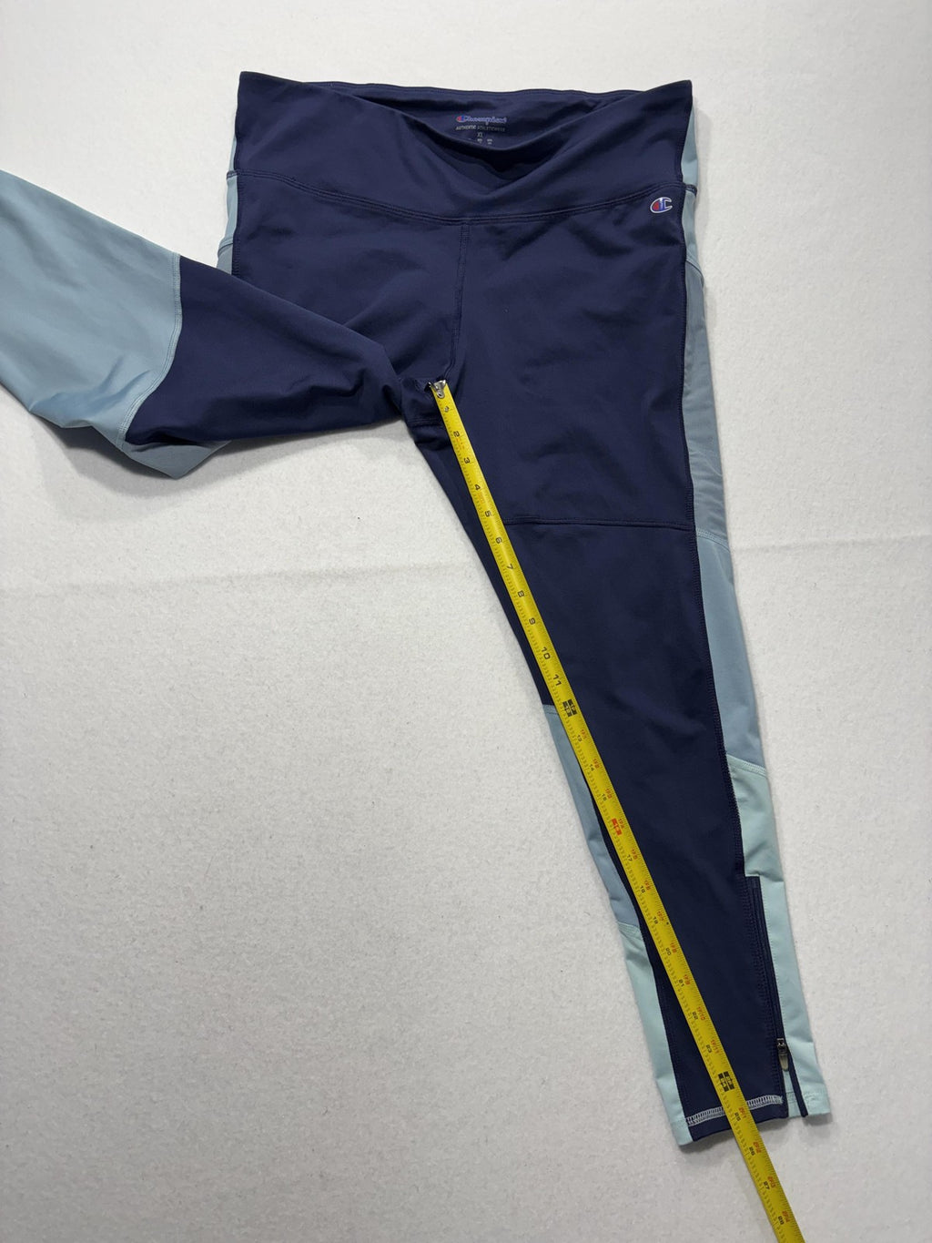 Champion Leggings Womens XL Blue Colorblock Zip Ankle Authentic Athleticwear