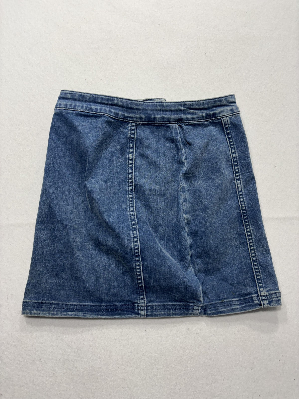 Free People Skirt Womens 4 Blue Denim Button Front A Line Mini Stretch