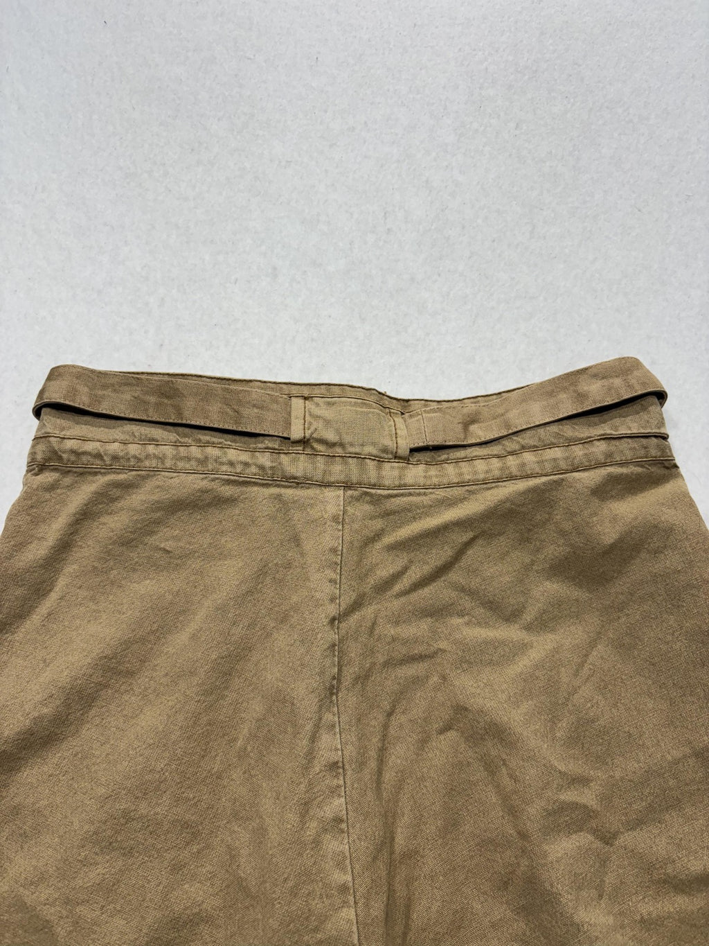 FP One Shorts Womens 4 Beige Chino Twill Belted Raw Hem Pleated Relaxed Fit