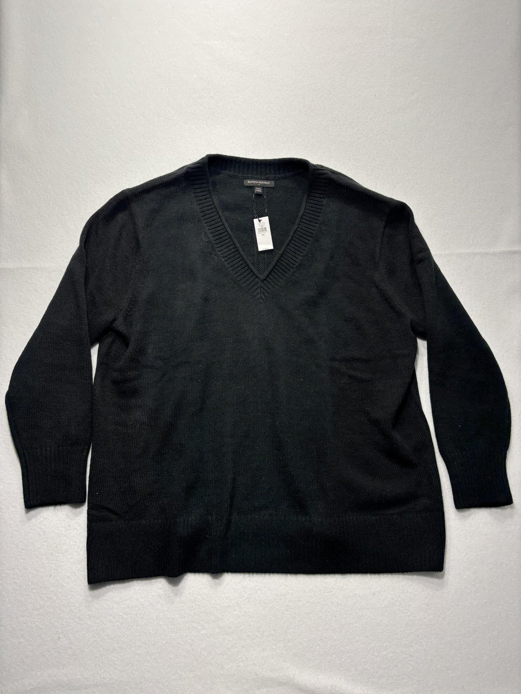 Banana Republic Sweater Mens 2XL Gray V Neck Lightweight Knit Pullover Casual