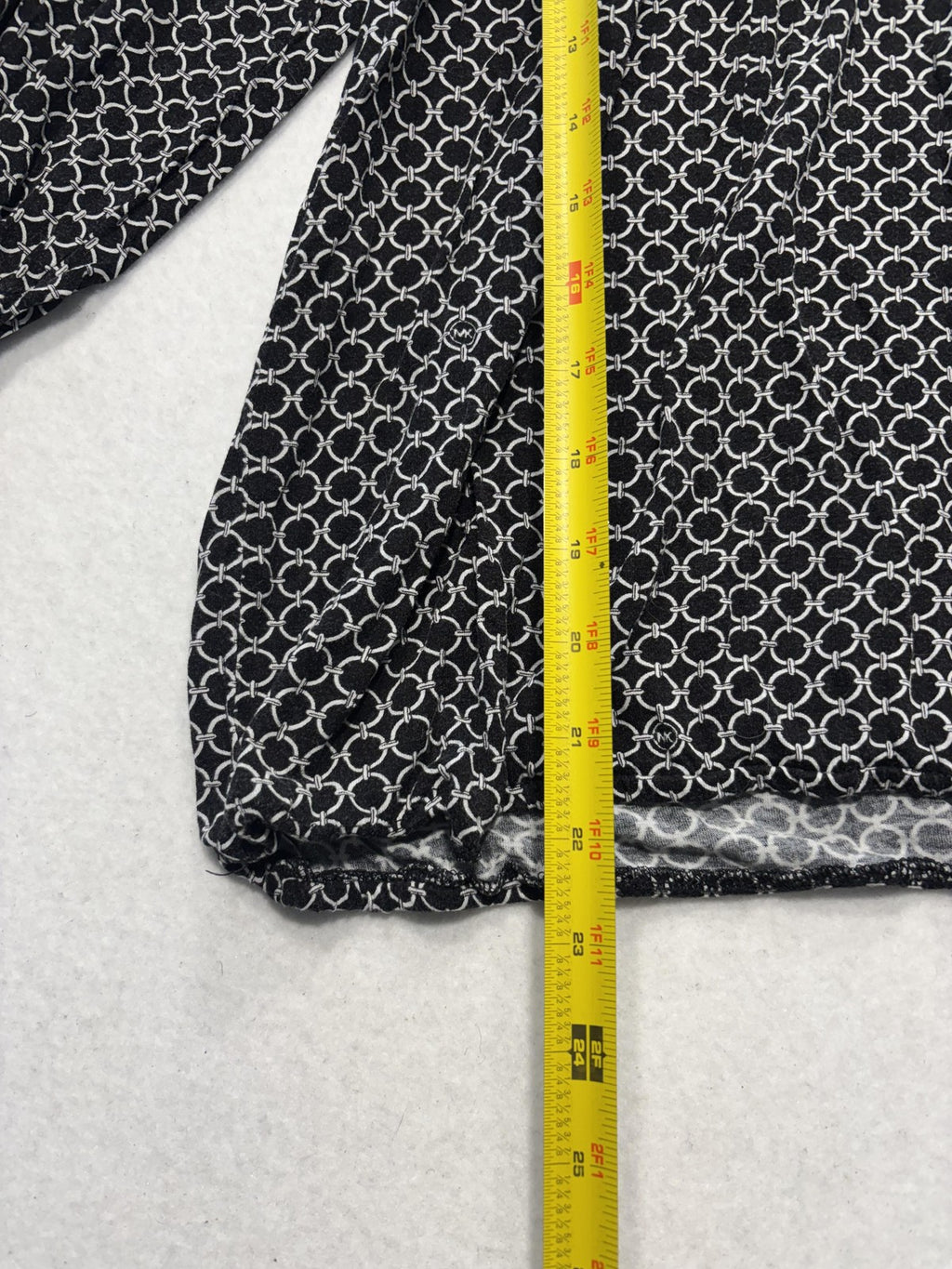 MICHAEL Michael Kors Blouse Womens XL Black Geometric Scoop Neck 3/4 Sleeve