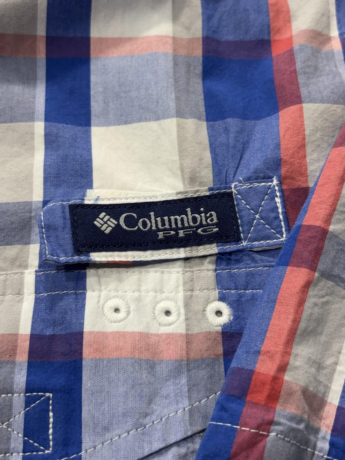 Columbia PFG Super Bonehead Shirt Mens 2XL Blue Short Sleeve Fishing Button Up