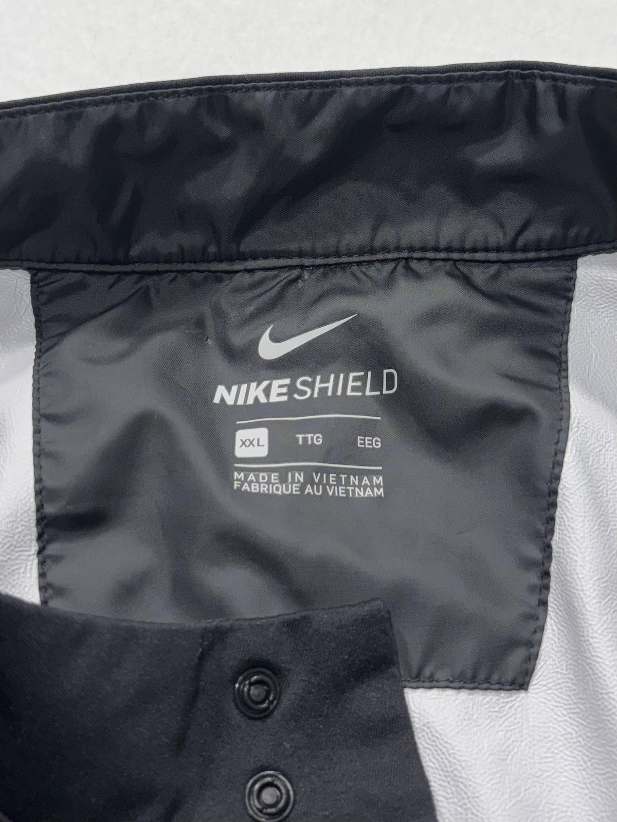 Nike Shield Windbreaker Jacket Mens 2XL Black Pullover Stand Collar Running