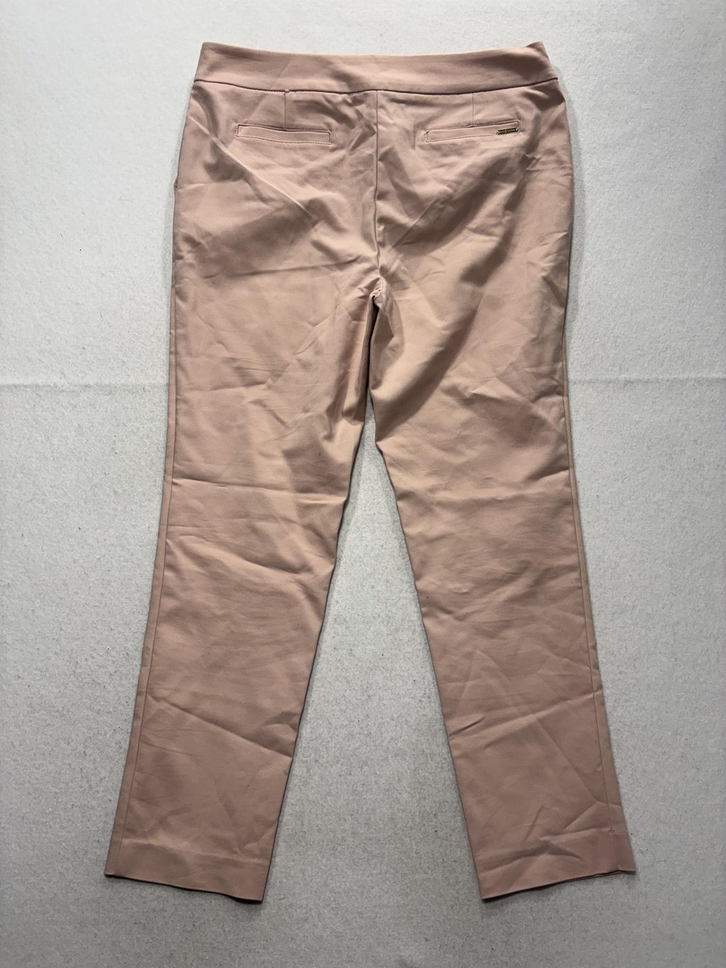 Anne Klein Dress Pants Womens 8 Pink Twill Straight Leg Gold Button Work Career