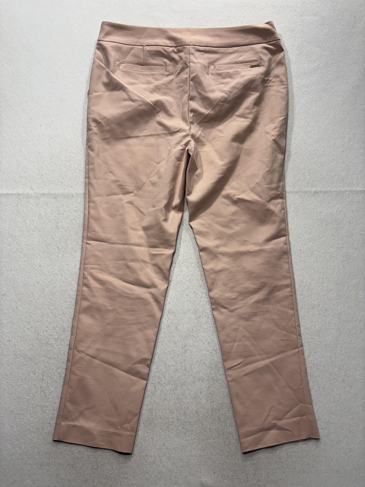 Anne Klein Dress Pants Womens 8 Pink Twill Straight Leg Gold Button Work Career