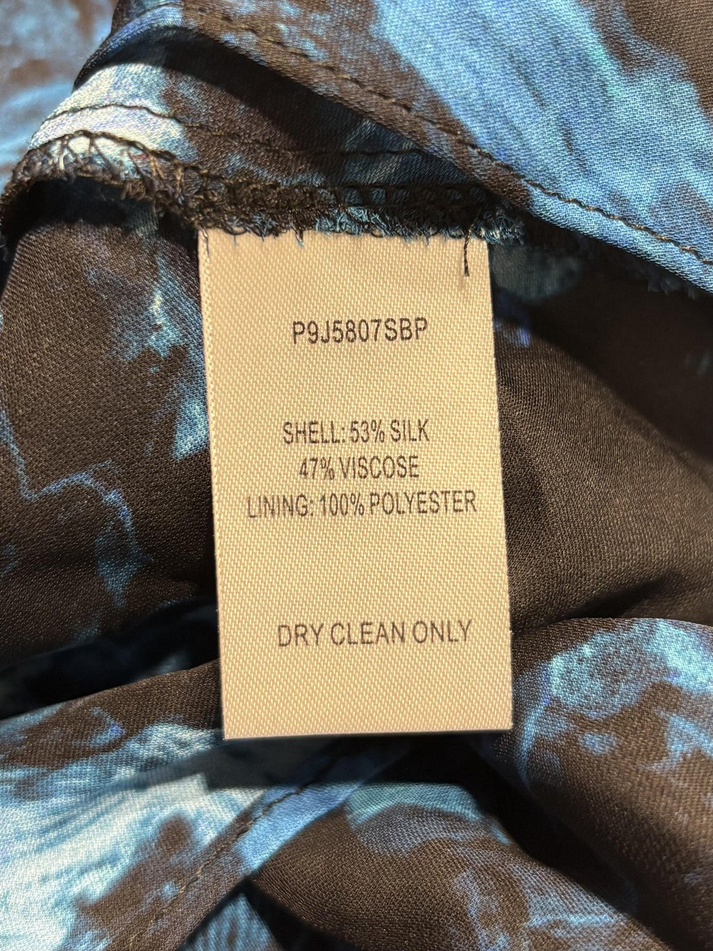 Parker Blouse Womens XL Blue Rainstorm Floral Ruffle Silk Top P9J5807SBP