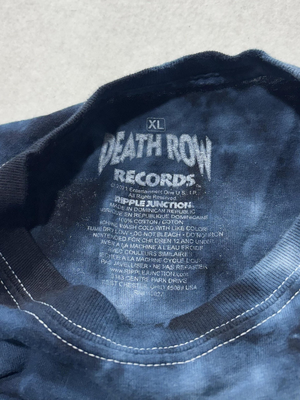 Death Row Records Shirt Mens XL Blue Tie Dye Logo Graphic Tee Hip Hop Rap