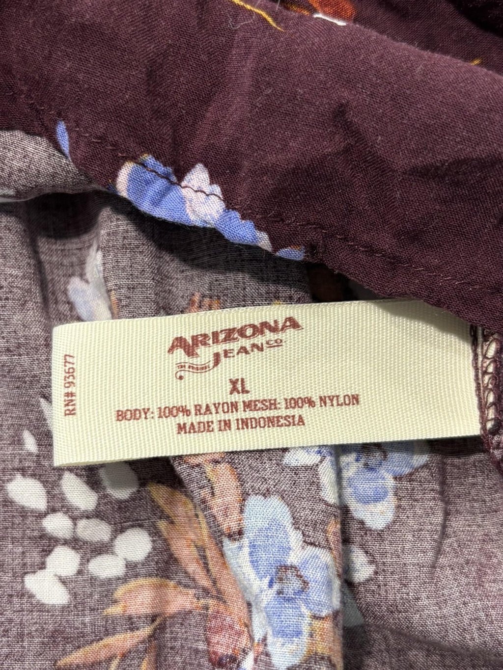 Arizona Jean Co. Blouse Juniors XL Purple Floral Mesh Mock Neck Ruffle Sheer