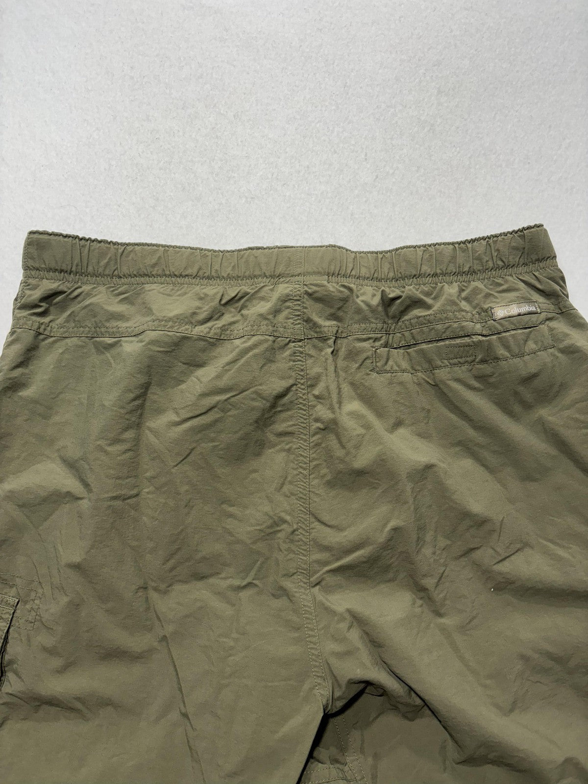 Columbia Swim Shorts Mens Large Green Elastic Waist Cargo Pockets Mesh Lined