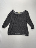 MICHAEL Michael Kors Blouse Womens XL Black Geometric Scoop Neck 3/4 Sleeve
