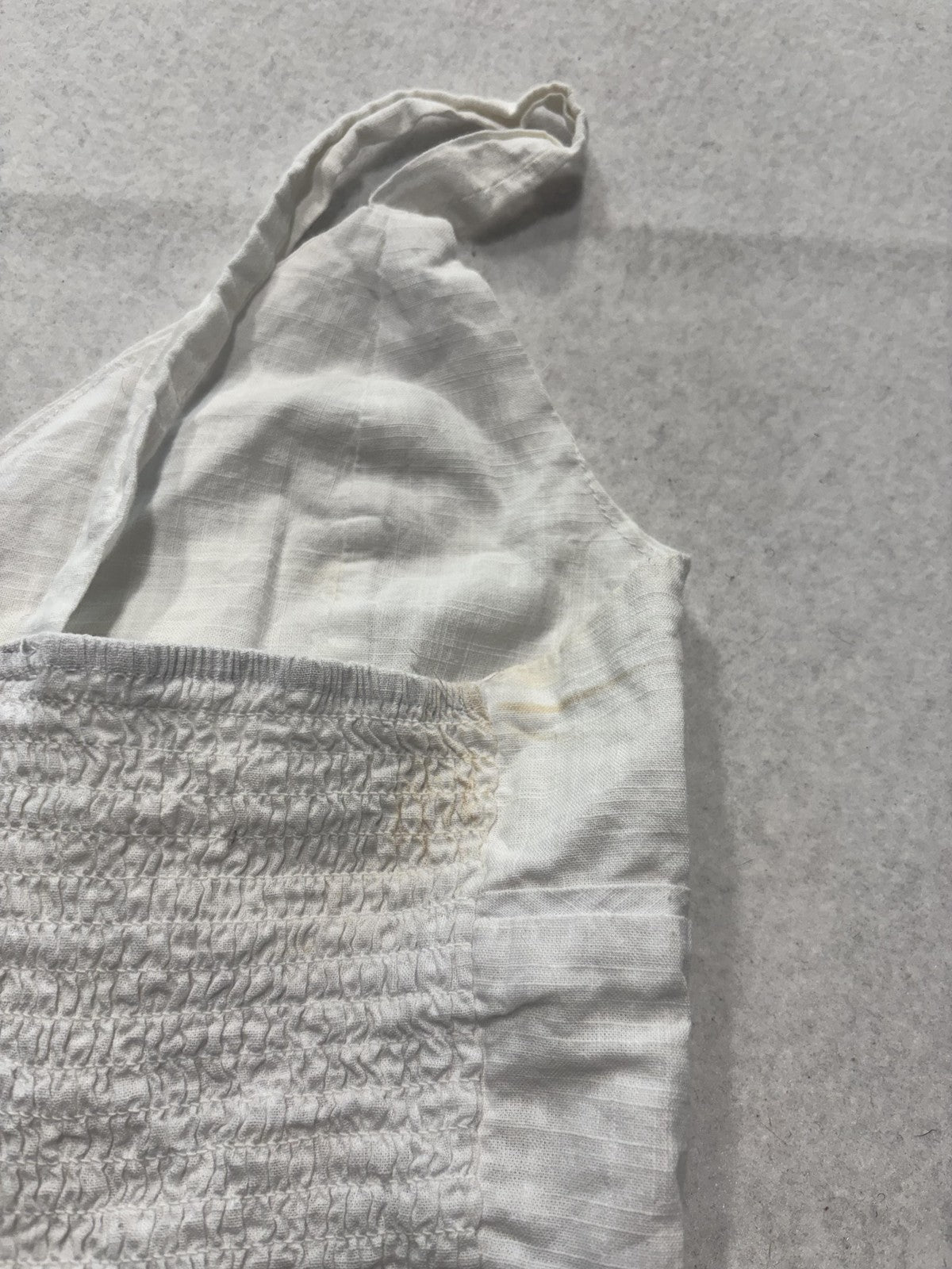 Low Notes Tank Top Womens L White Button Front Smocked Cotton Summer Camisole
