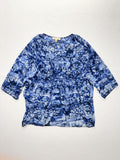 Michael Kors Blouse Womens XL Blue Geometric 3/4 Sleeve Tunic Top
