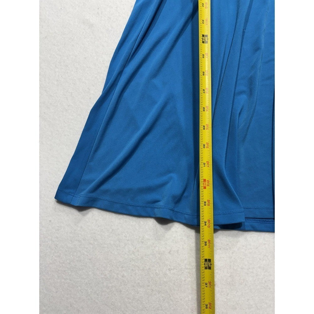 MICHAEL Michael Kors Dress Womens Large Blue Scoop Neck Fit Flare Jersey Stretch