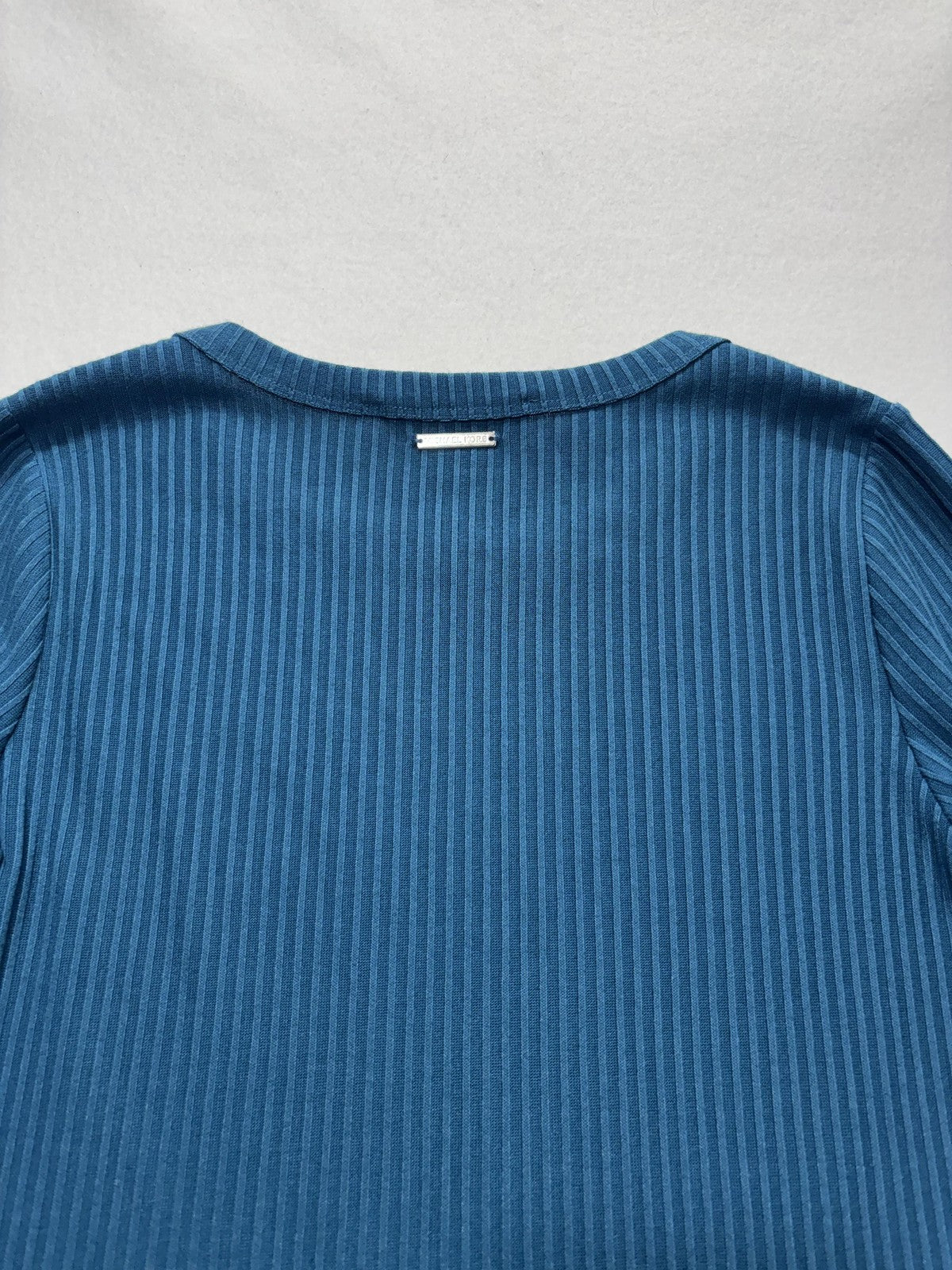 MICHAEL Michael Kors Dress Womens Small Blue Ribbed Long Sleeve Bodycon Midi