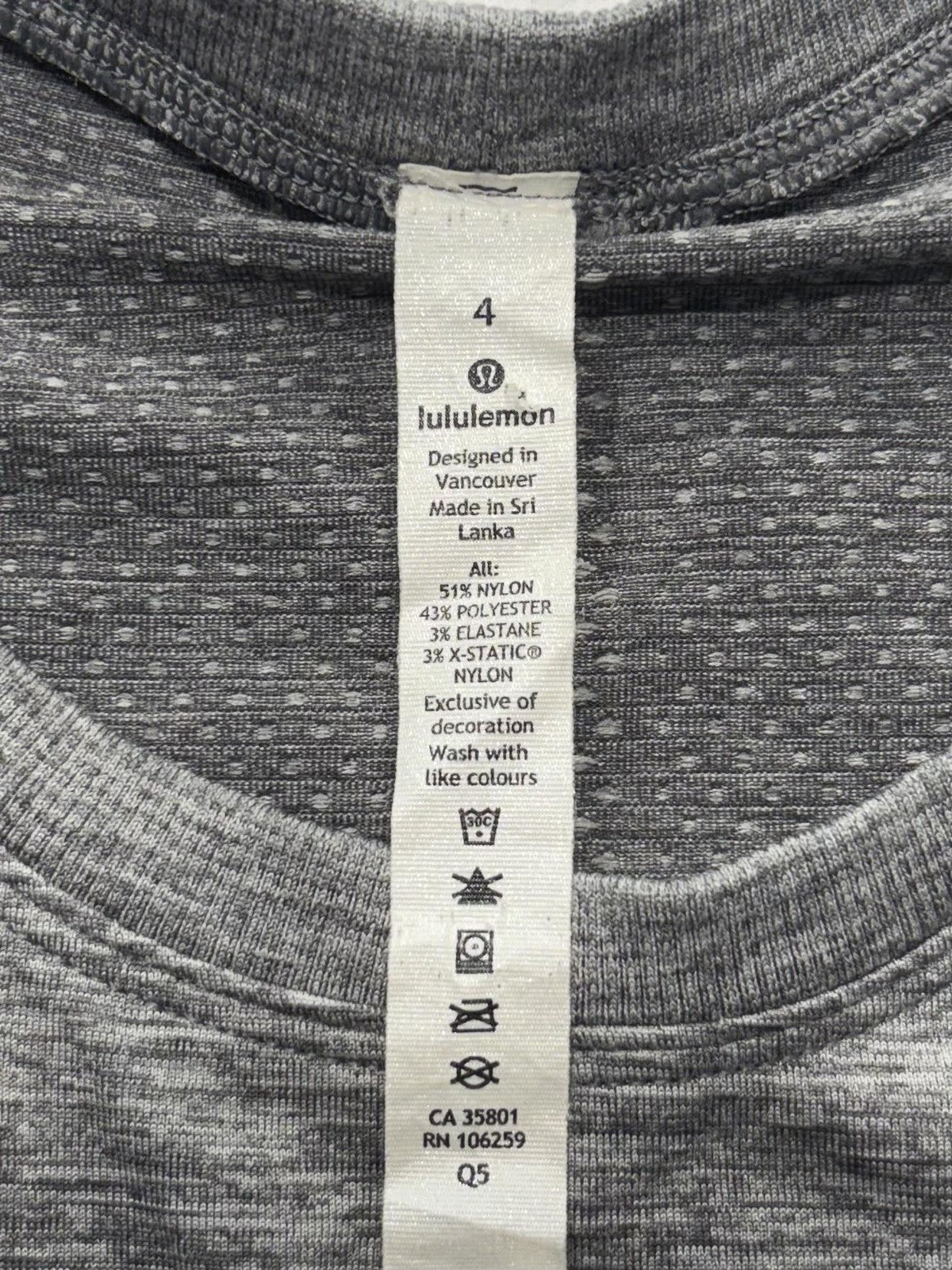 Lululemon Swiftly Tech Shirt Womens 4 Gray Crew Neck Short Sleeve Running Top
