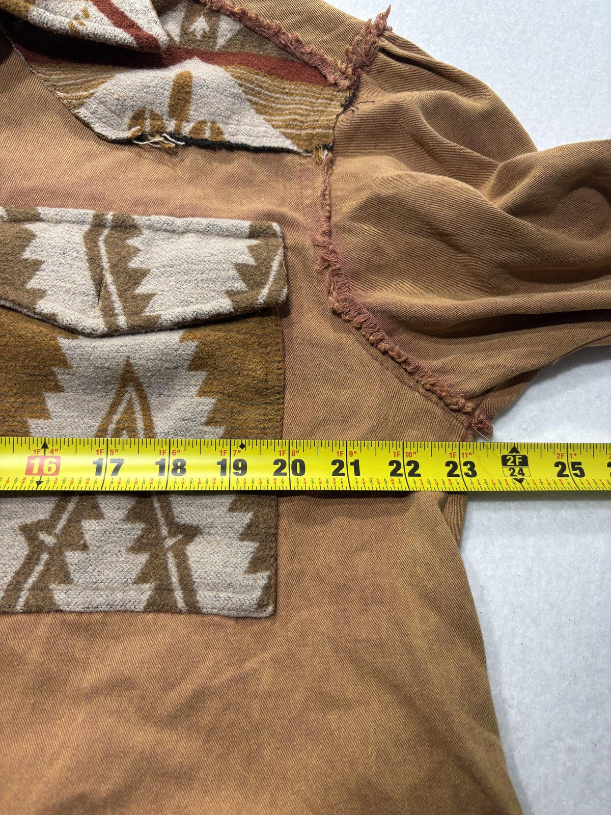 POL Jacket Womens S Brown Snap Front Aztec Geometric Western Shacket FWT361