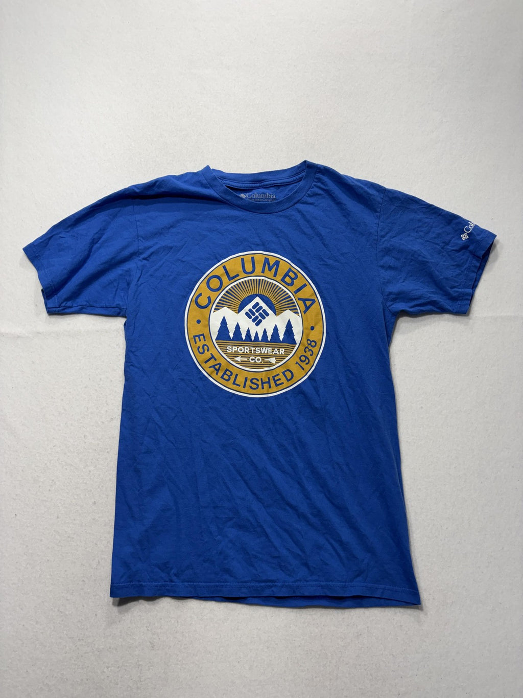 Columbia Shirt Mens Medium Blue Established 1938 Graphic Tee Short Sleeve