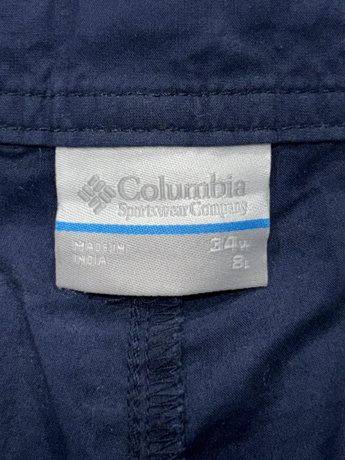 Columbia Chino Shorts Mens 34 Blue 8" Inseam Lined Lightweight Travel Casual