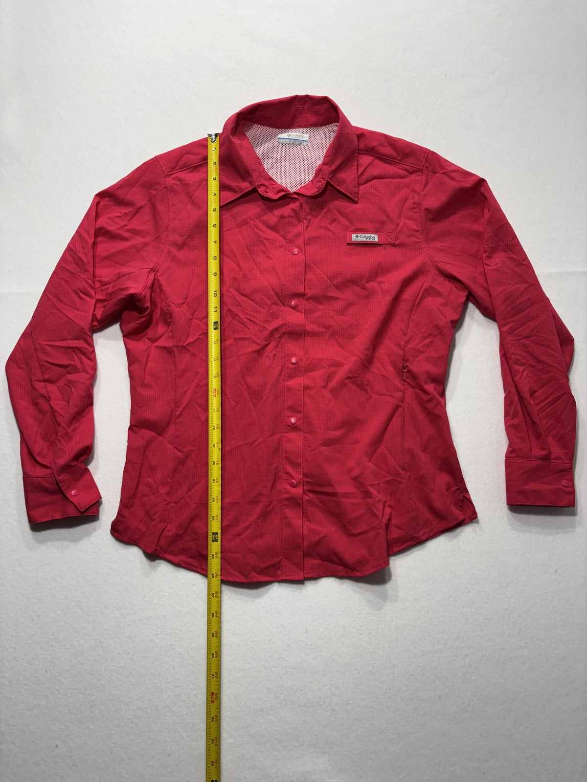 Columbia PFG Shirt Mens Large Red Long Sleeve Fishing Button Up Vented