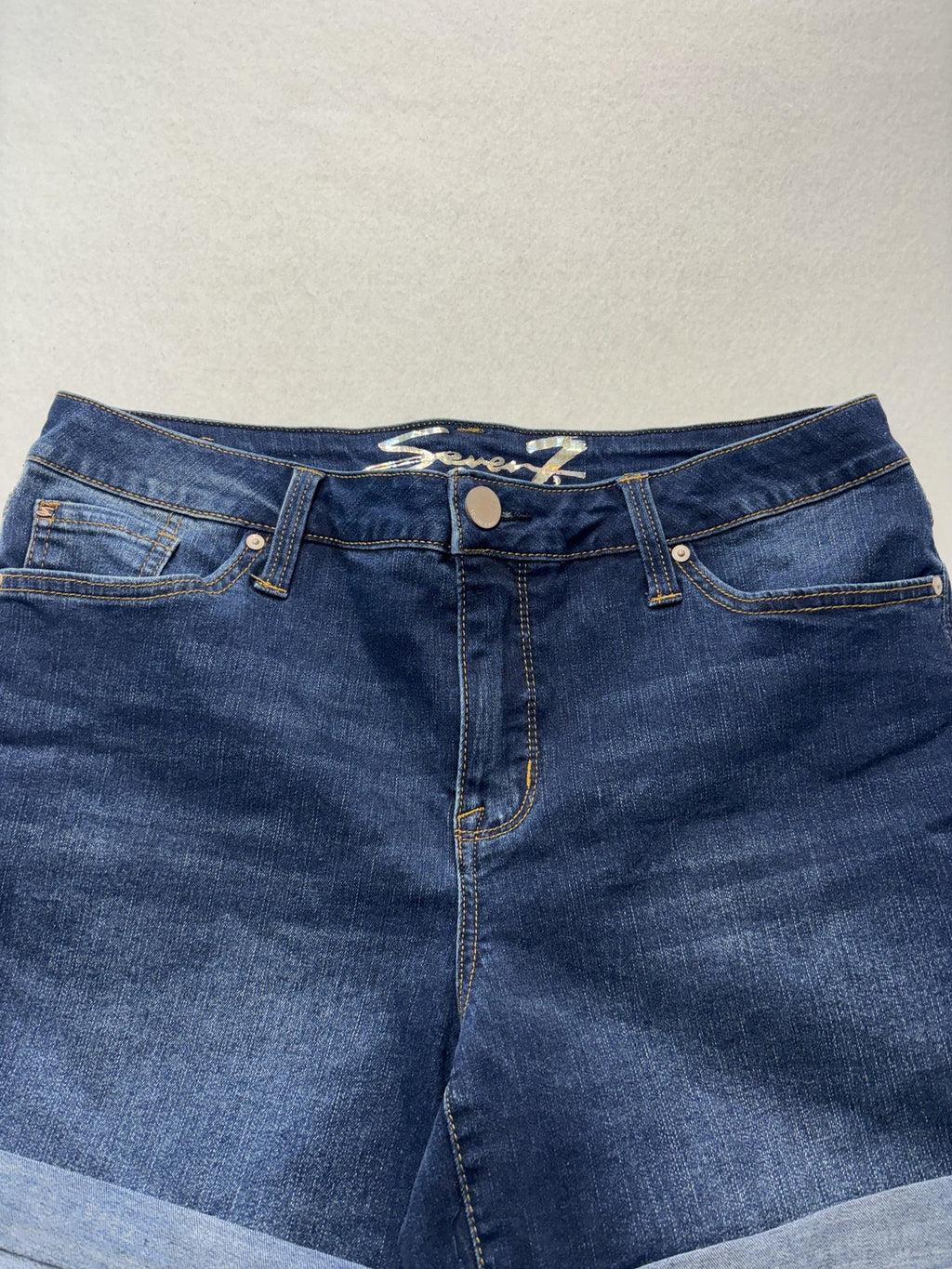 Seven7 Shorts Womens 12 Blue Weekend Short Bermuda Cuffed Denim Stretch 5 Pocket