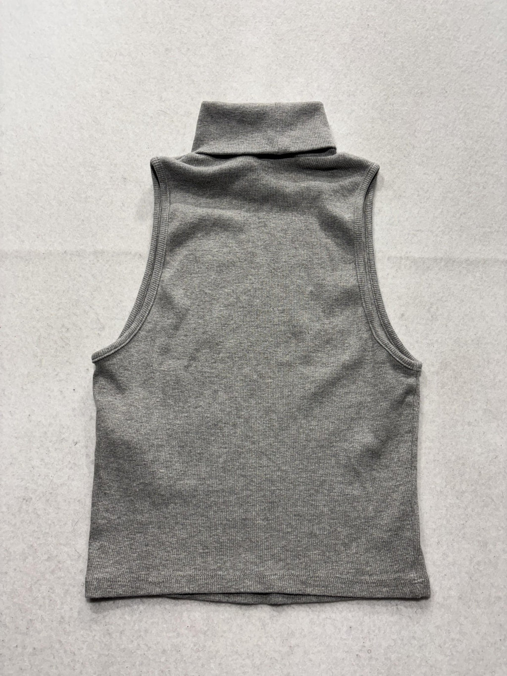 Zara Tank Womens Large Gray Turtleneck Sleeveless Ribbed Cropped Knit Top