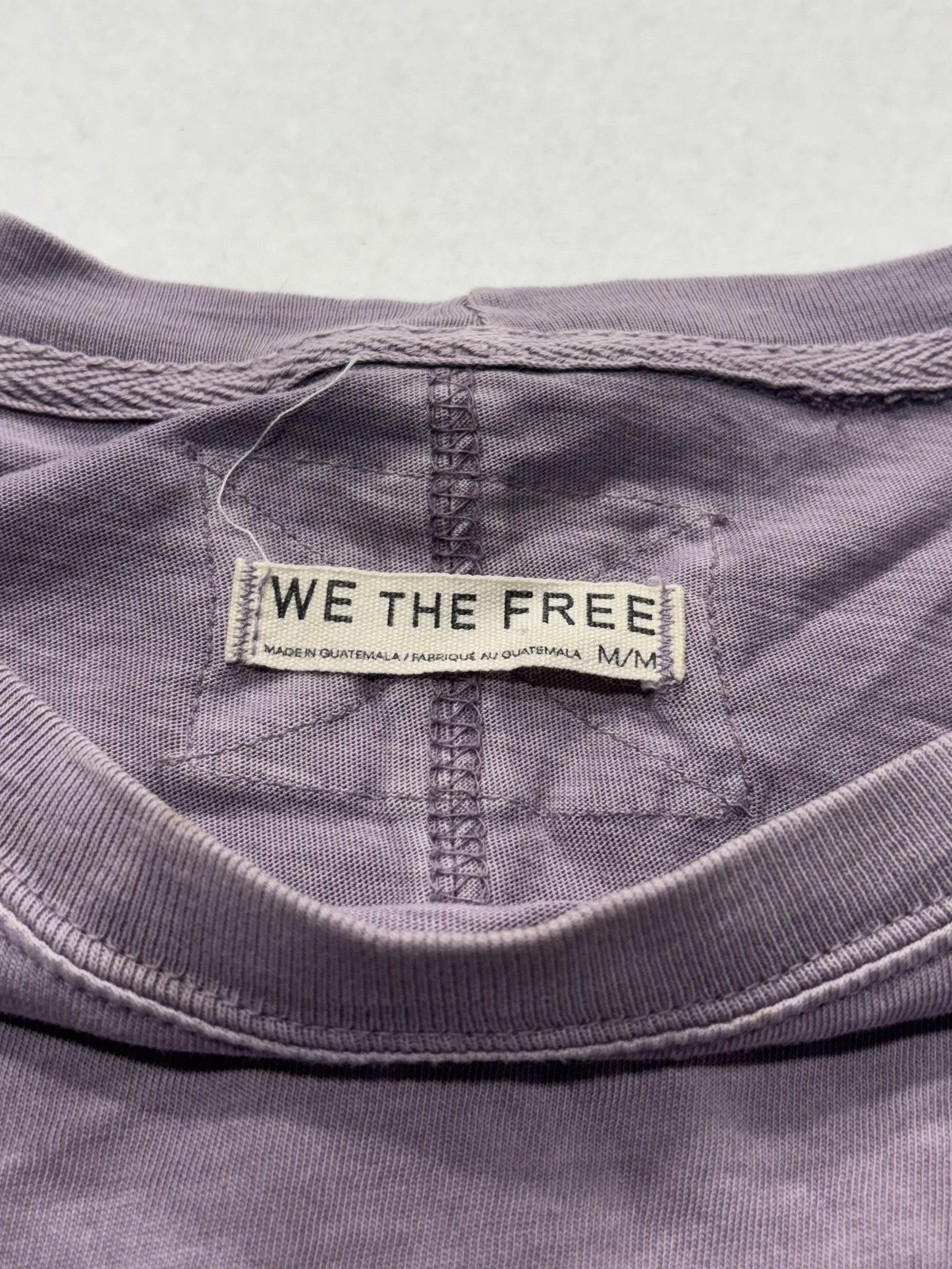 We The Free Shirt Womens Medium Purple Crew Neck Relaxed Fit Short Sleeve Cotton