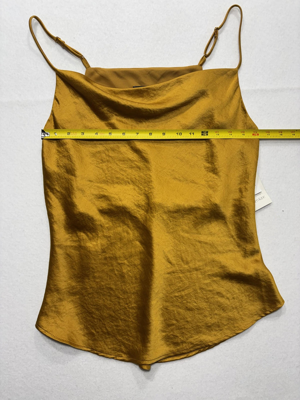 Karen Kane Tank Womens Medium Gold Satin Cowl Neck Adjustable Strap Cami