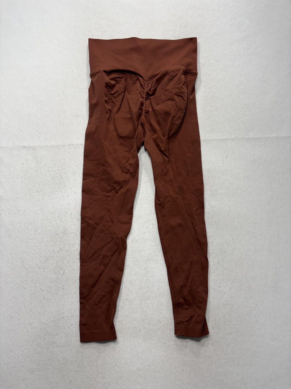 Unbranded Brown High Rise Ruched Back Ankle Leggings Womens M Stretch Athletic