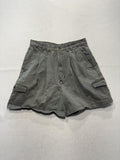 Premier International Shorts Womens 16 Gray Cargo Pleated Twill Relaxed RN67227