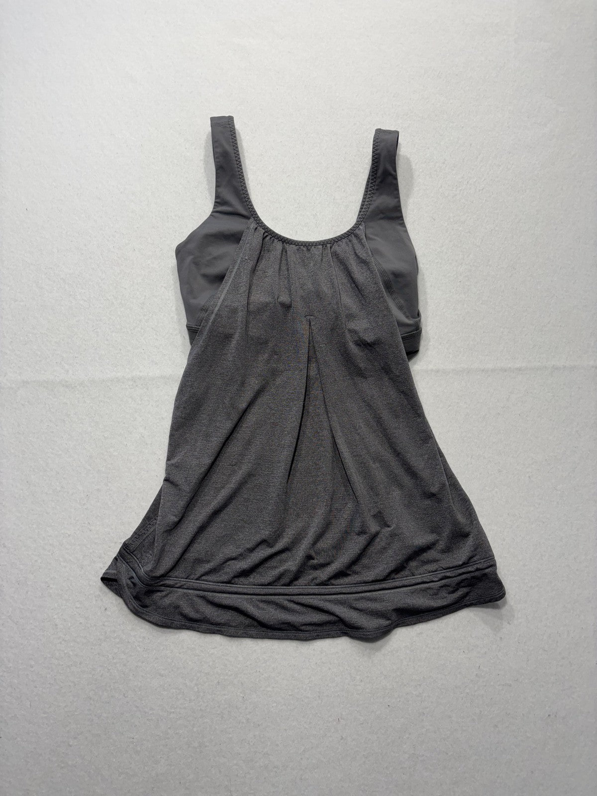 Lululemon Tank Womens Small Gray Scoop Neck Built In Bra Drawcord Hem Yoga Top