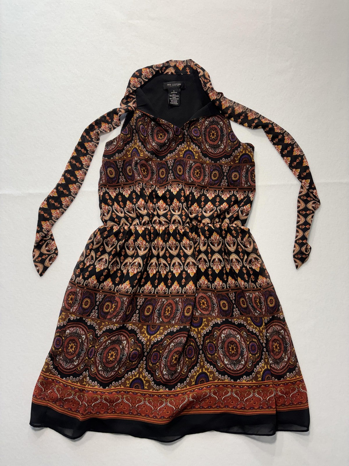 M.M. Couture By Miss Me Dress Womens Small Paisley Print Halter Fit Flare Boho