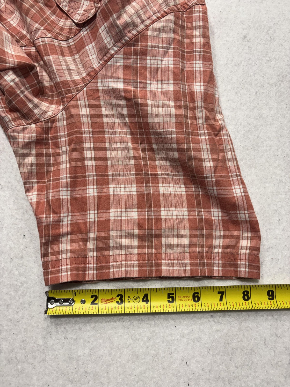 Wrangler Shirt Mens XL Orange Plaid Short Sleeve Button Up Casual Pockets
