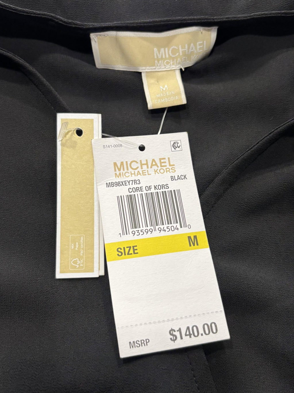 Michael Michael Kors Dress Womens M Black Chiffon Wrap Smocked Ruffle Lined