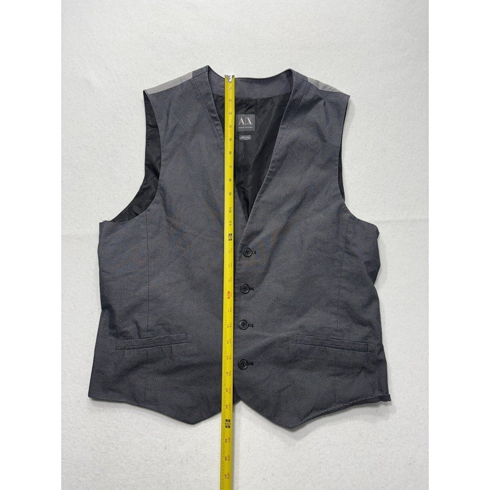 Armani Exchange Suit Vest Mens Large Gray Geometric Belted Back Formal 3 Piece