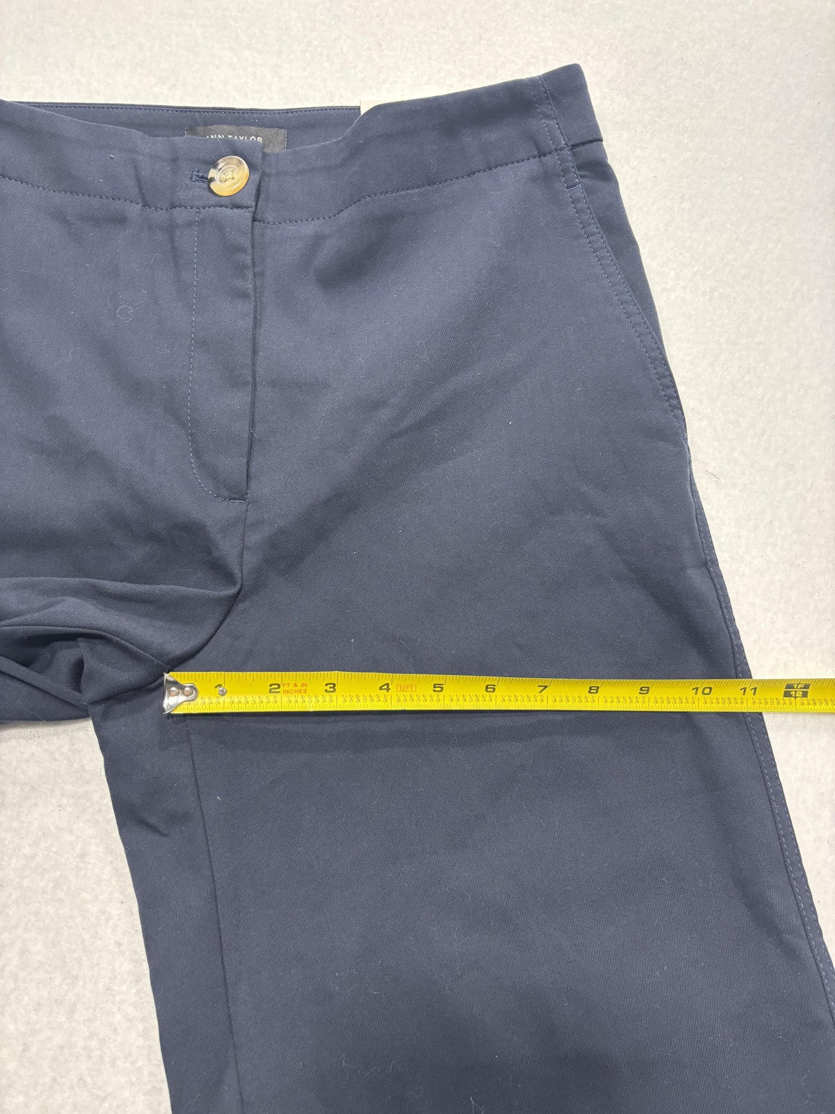 Ann Taylor Dress Pants Womens 8 Blue Wide Leg Crop Ankle High Rise Twill Work