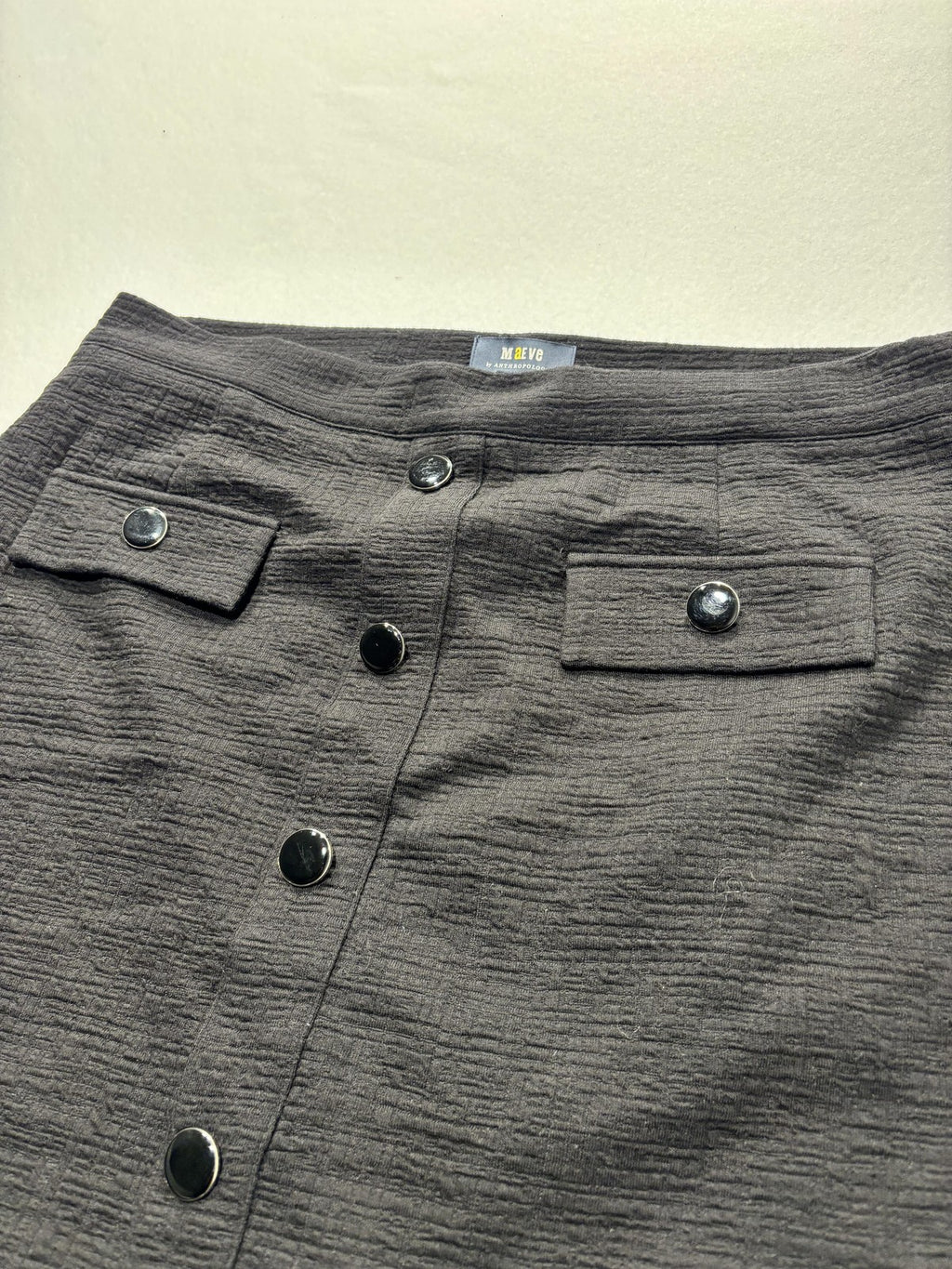 Maeve Skirt Womens Large Gray Textured Button Front A Line Mini Anthropologie