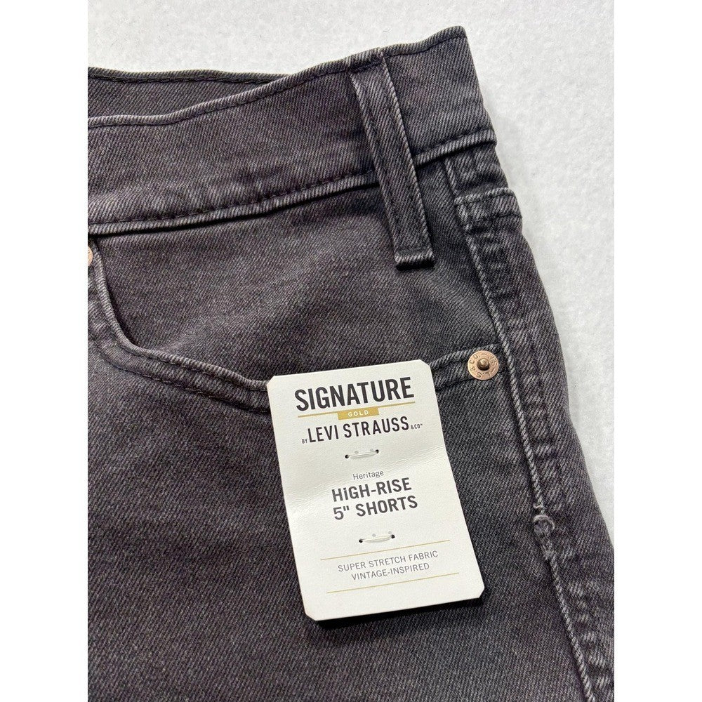 Signature By Levi Strauss & Co Shorts Womens 12 Gray High Rise 5" Cut Off Denim
