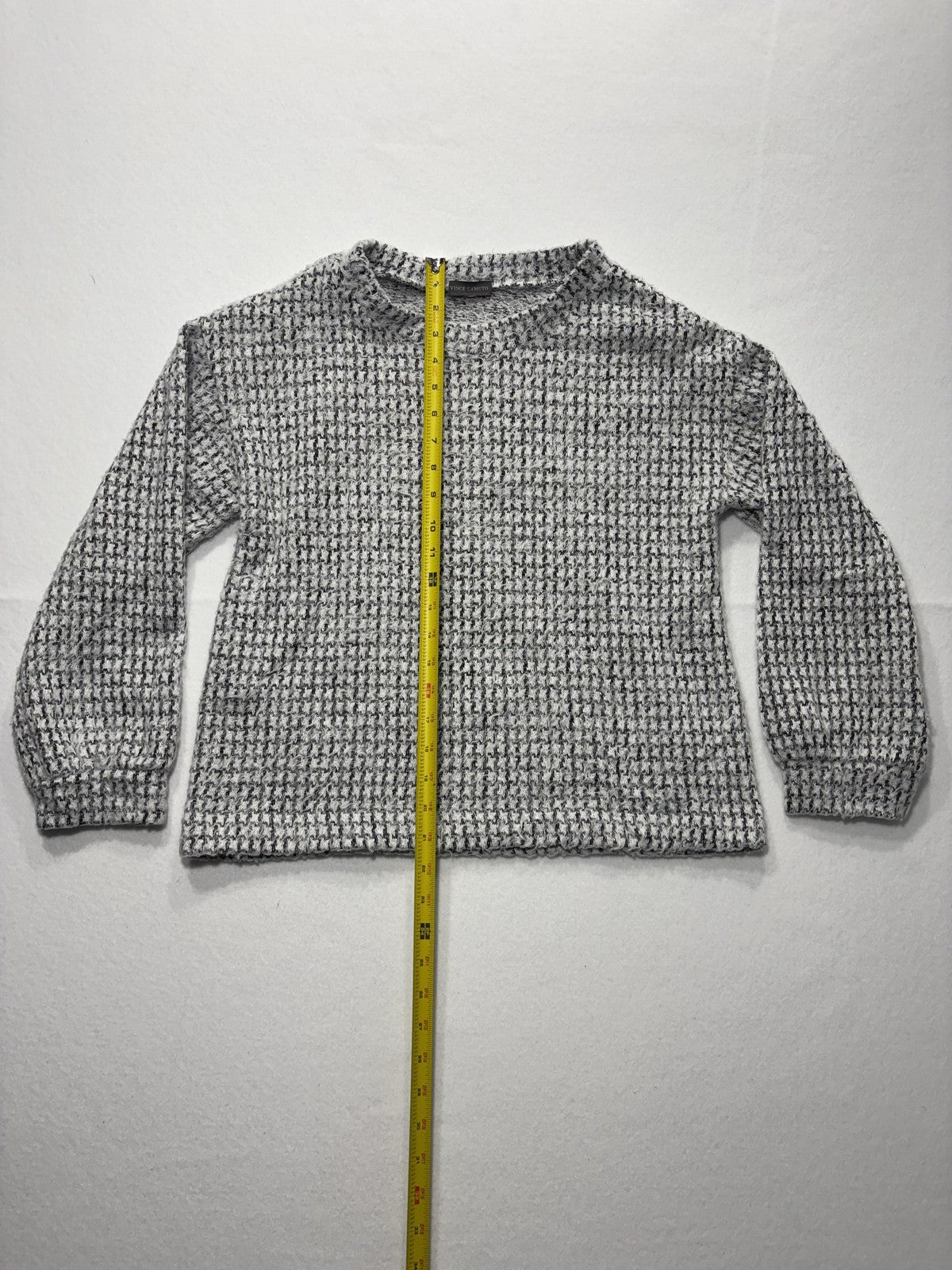 Vince Camuto Sweater Womens Medium Gray Waffle Knit Crew Long Sleeve Pullover