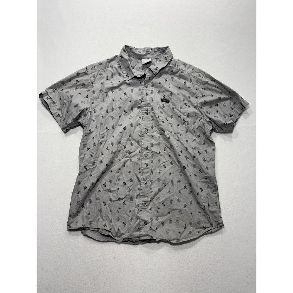 Columbia Shirt Mens Large Gray Desert Print Short Sleeve Button Up Cotton XM8259