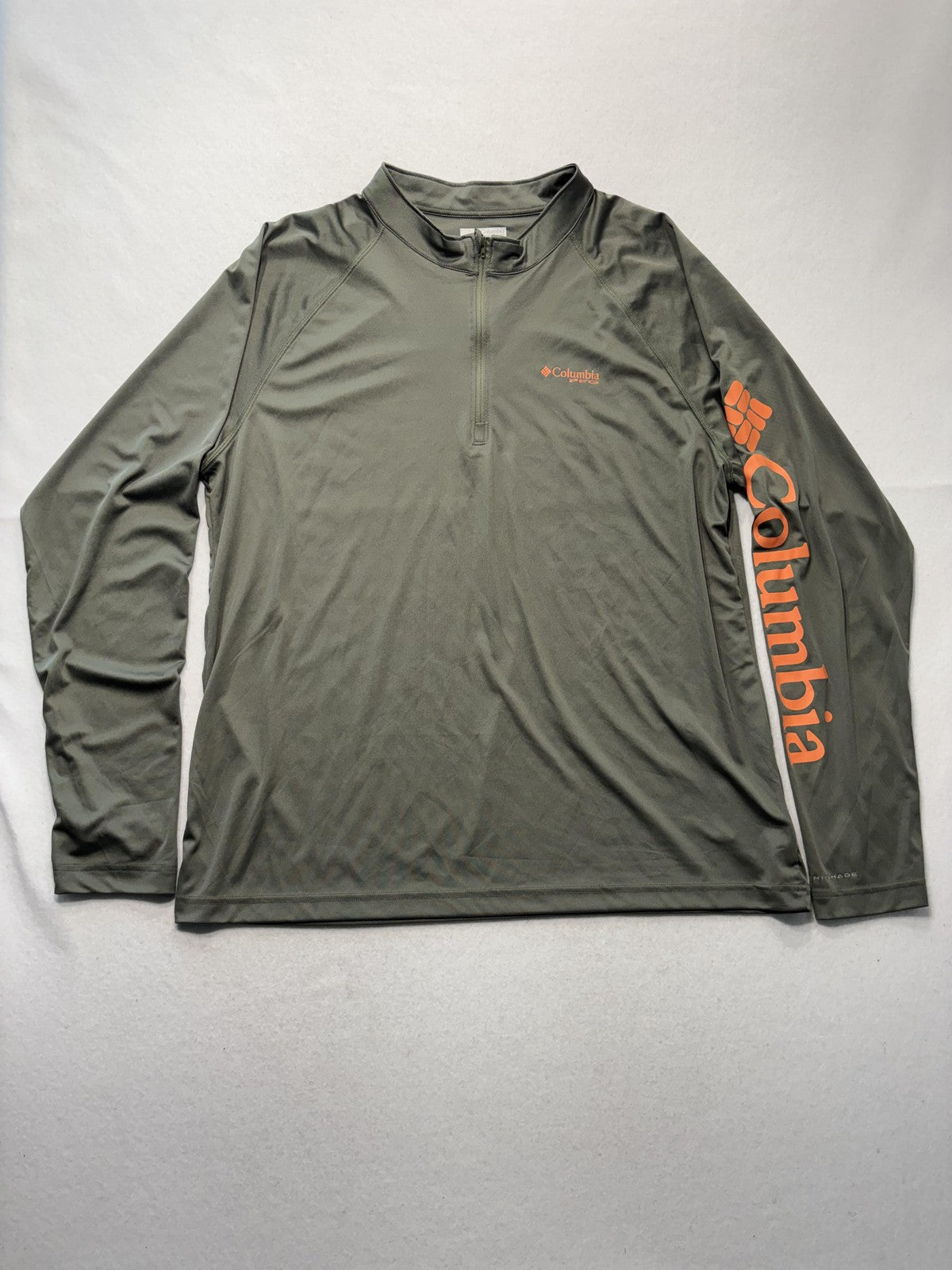 Columbia Pullover Mens XL Green Long Sleeve PFG Omni-Shade 1/4 Zip Fishing Shirt