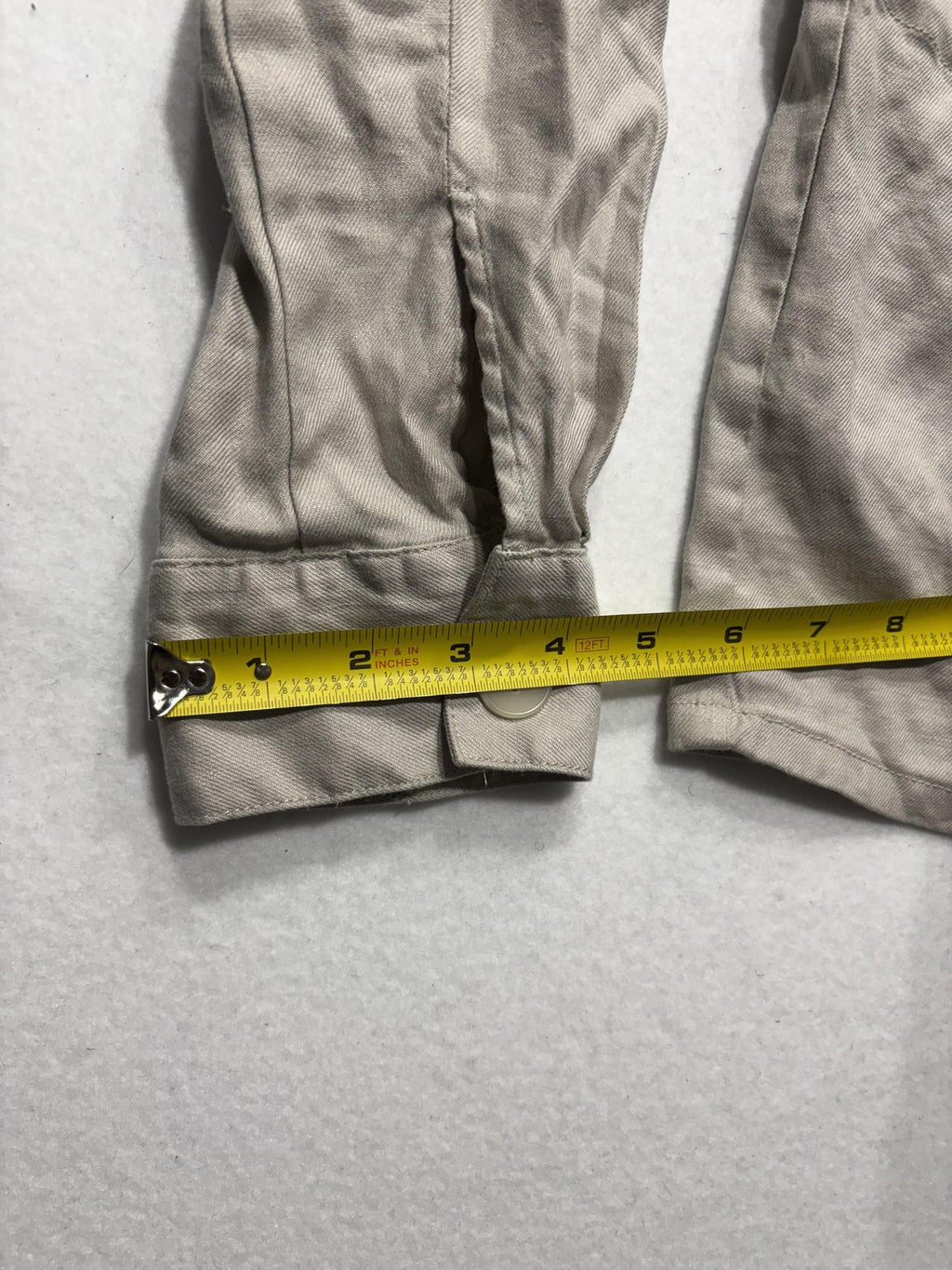 Maeve Jacket Womens L Beige Linen Blend Collarless Full Zip Waist Drawstring