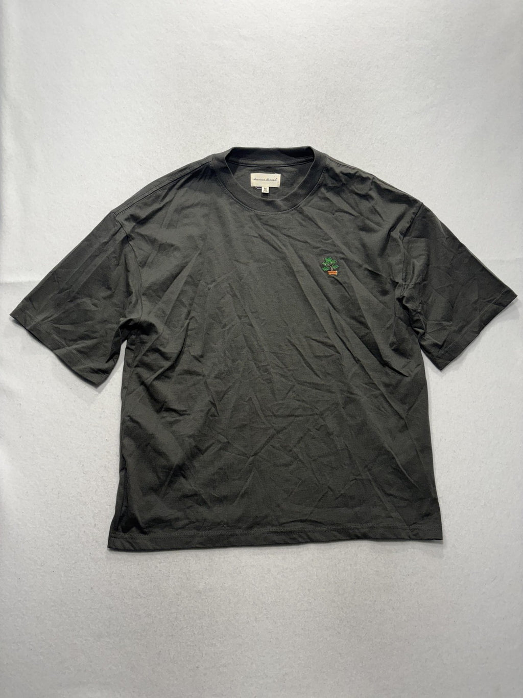 American Garage Shirt Mens Medium Gray Bonsai Tree Embroidered Graphic Tee