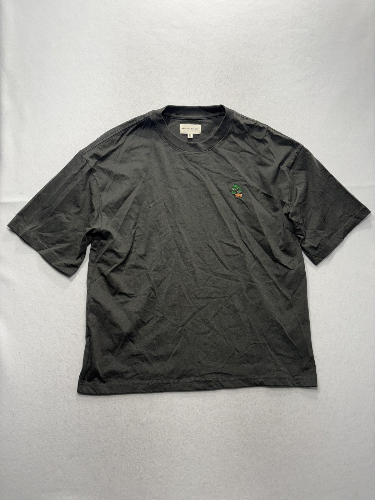 American Garage Shirt Mens Medium Gray Bonsai Tree Embroidered Graphic Tee