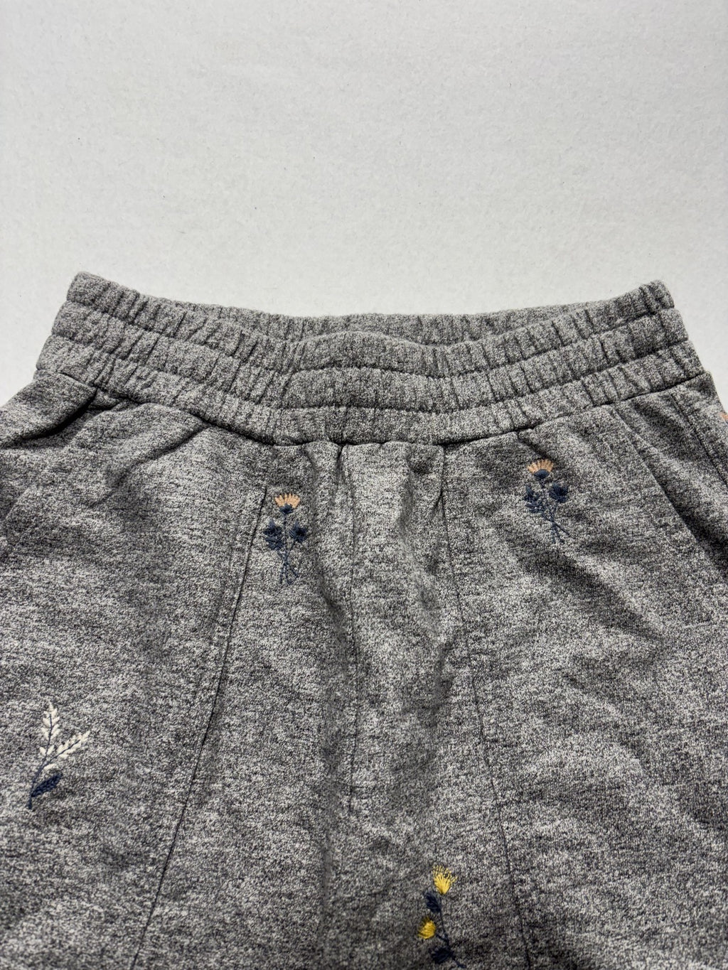 AG Sweat Shorts Womens Small Gray Embroidered Floral Knit Casual Elastic Waist