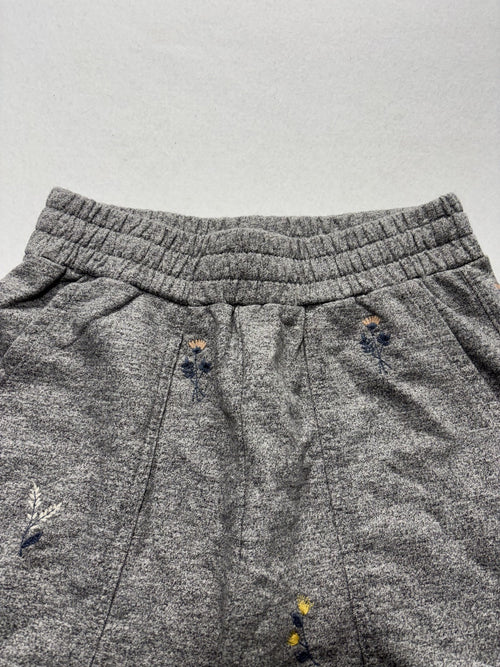 AG Sweat Shorts Womens Small Gray Embroidered Floral Knit Casual Elastic Waist