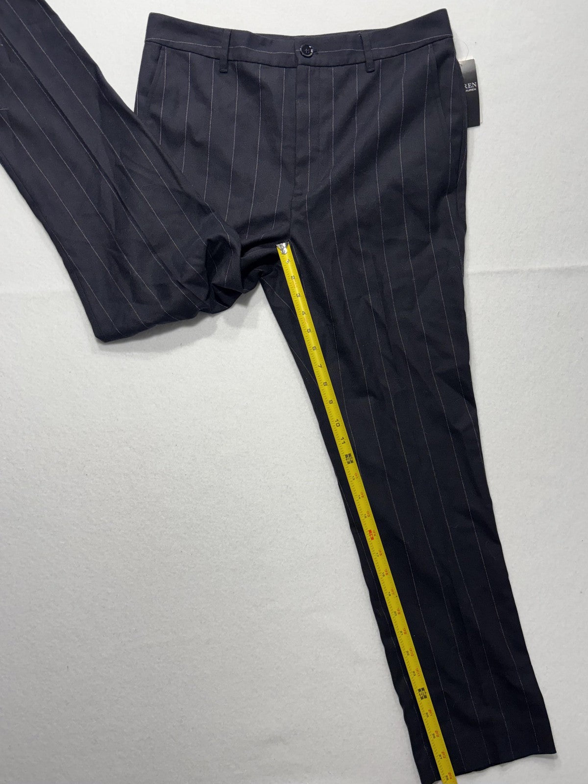 Lauren Ralph Lauren Dress Pants Womens 12 Black Pinstripe Straight Leg Twill