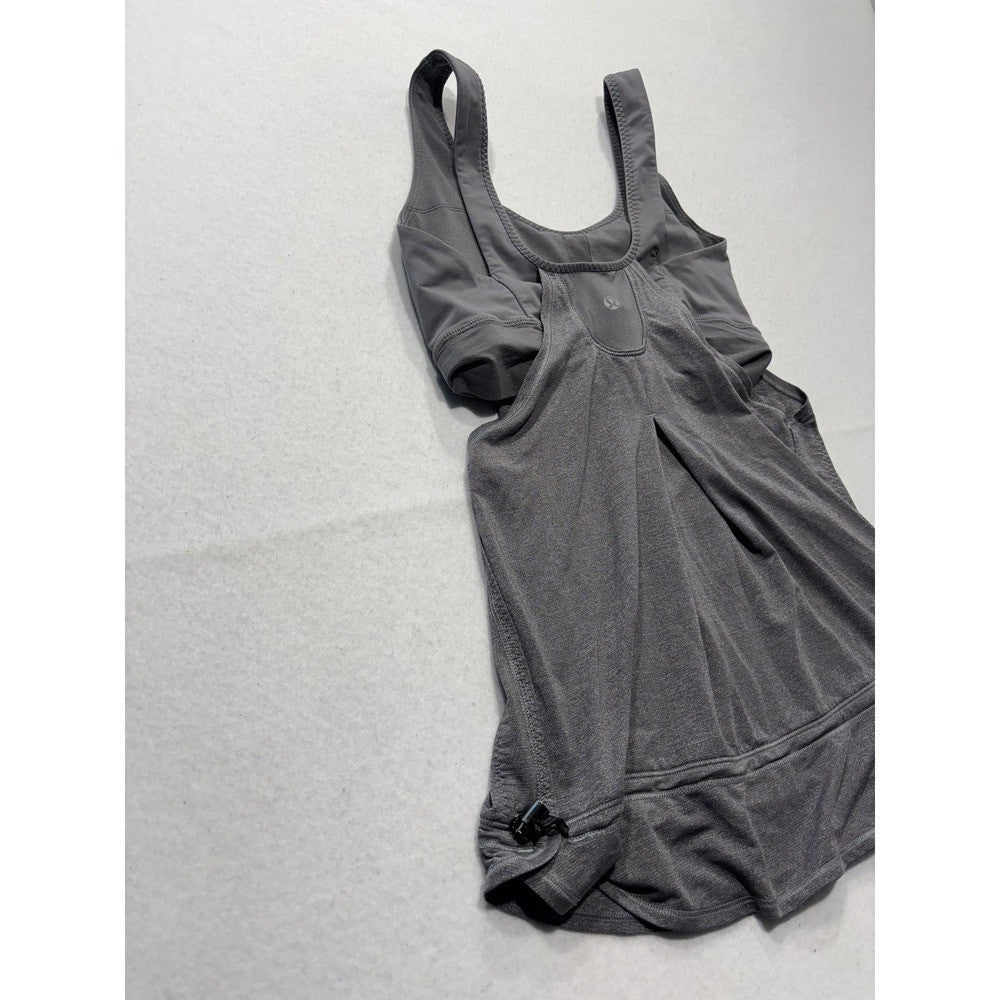 Lululemon Tank Womens Small Gray Scoop Neck Built In Bra Drawcord Hem Yoga Top