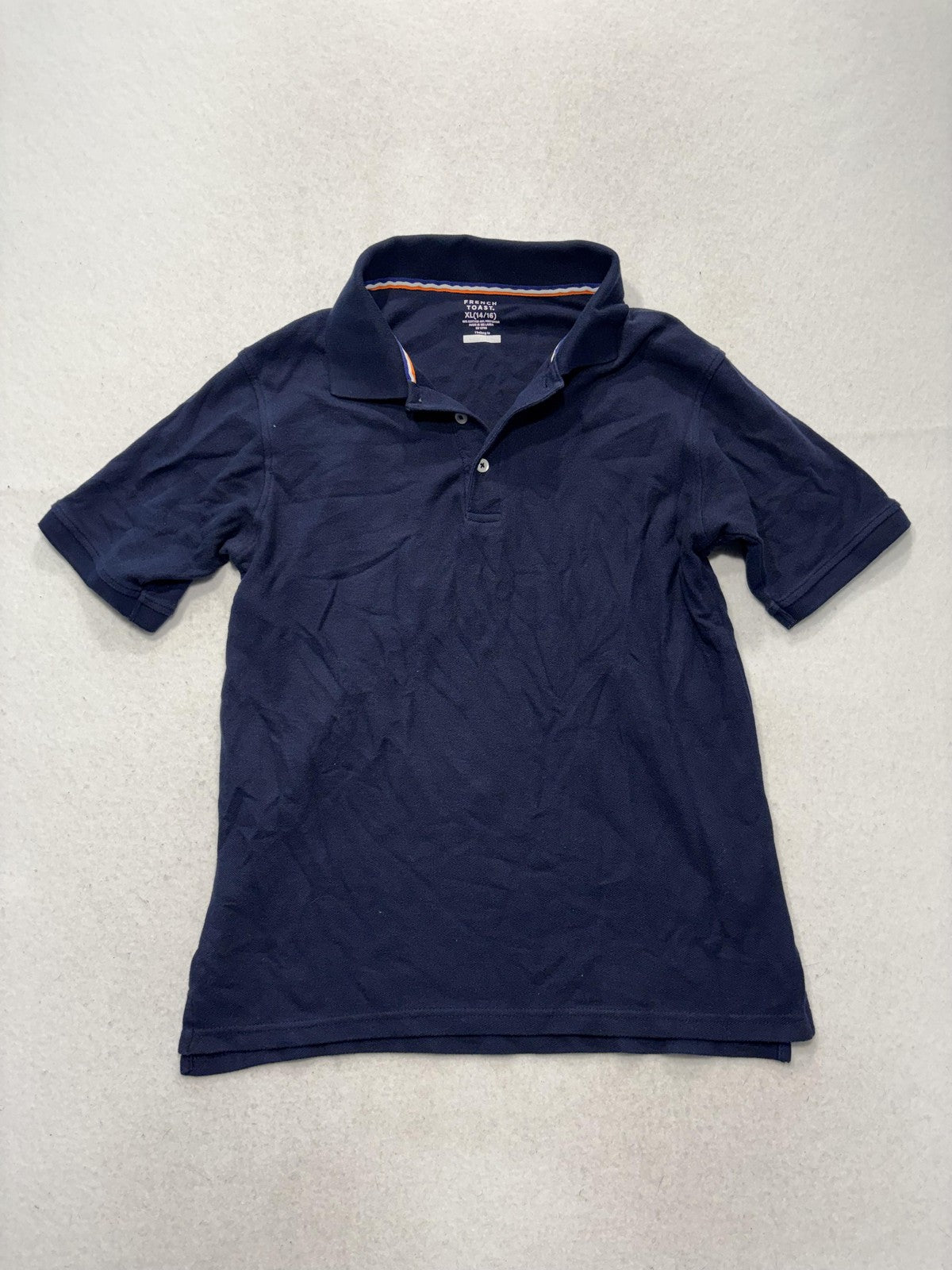 French Toast Polo Shirt Unisex Kids XL 14/16 Blue Short Sleeve School Uniform
