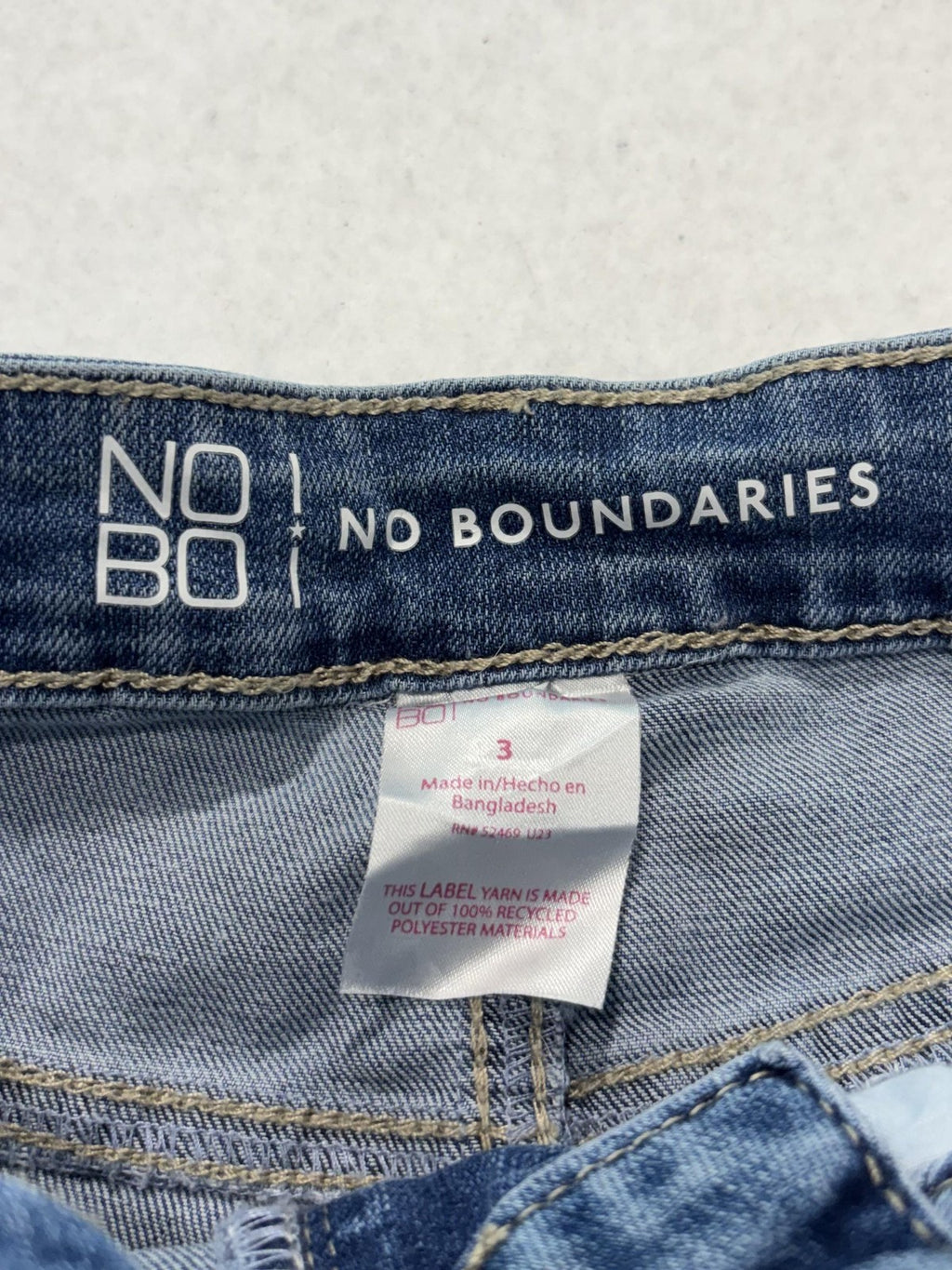 No Boundaries Shorts Juniors 3 Blue Denim Cut Off Floral Daisy Raw Hem Summer